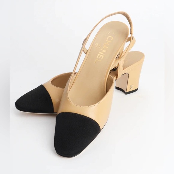 Chanel Cap Toe Slingback Pumps Heels size 36.5 - Picture 15 of 16